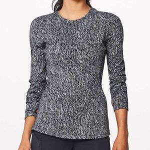Lululemon Extra Mile Long Sleeve Luon Black White Size 4 & 16”ptp💎EUC Retail $88